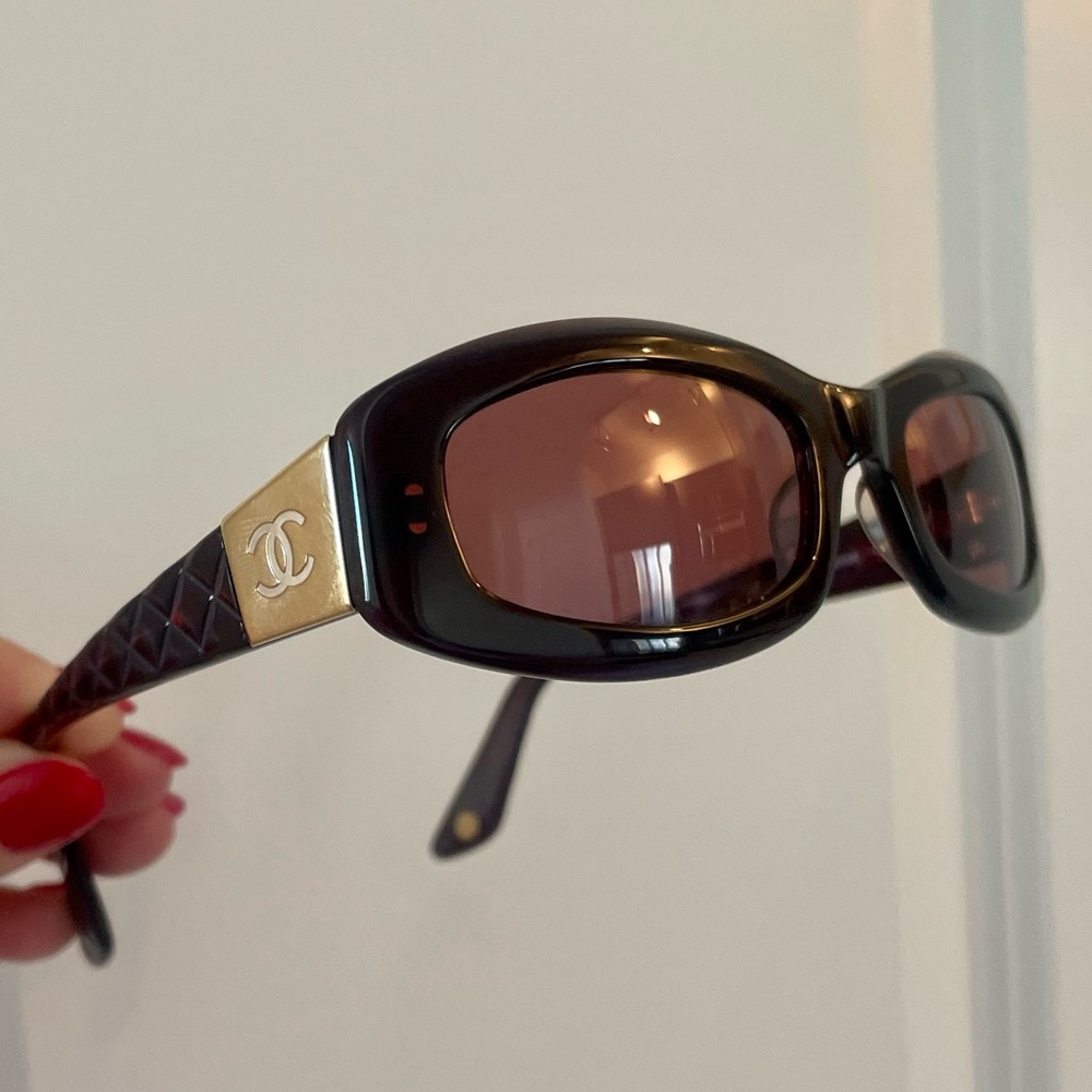 Chanel 5014 CC Quilted Vintage Sunglasses (Brown & Gold)